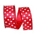 Reliant Ribbon Satin Large Dots Value Wired Edge Ribbon Red 2.5 in. x 50 yards 92840W-065-40K